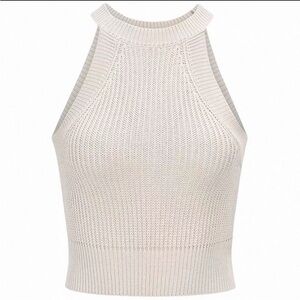 Elegant Cream Knit Halter Top